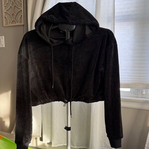 Forever 21 Black Cropped Hoodie
